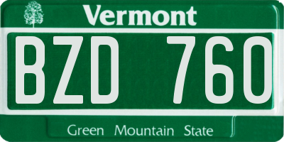 VT license plate BZD760
