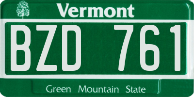 VT license plate BZD761