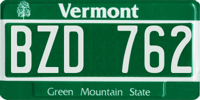 VT license plate BZD762