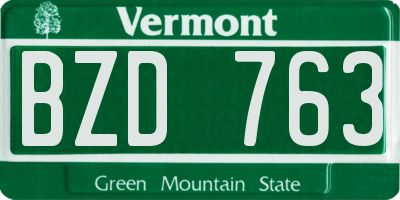 VT license plate BZD763