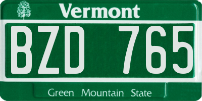 VT license plate BZD765