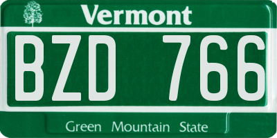 VT license plate BZD766