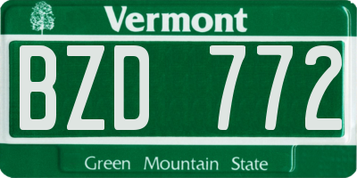 VT license plate BZD772