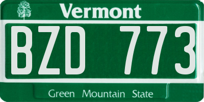 VT license plate BZD773
