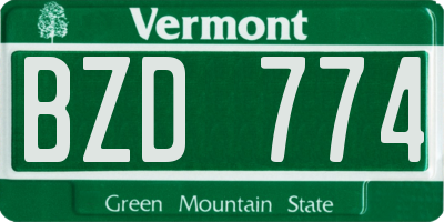 VT license plate BZD774