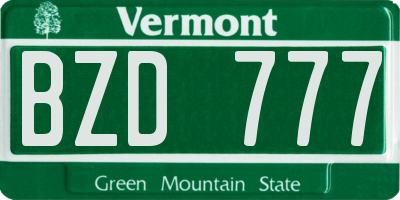 VT license plate BZD777