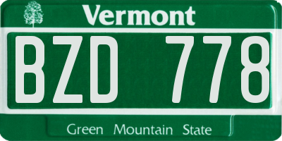 VT license plate BZD778