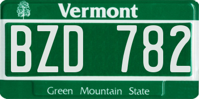 VT license plate BZD782