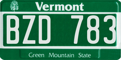 VT license plate BZD783