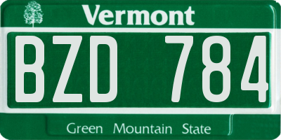 VT license plate BZD784