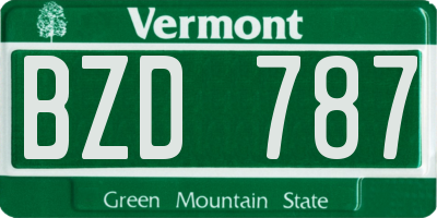 VT license plate BZD787