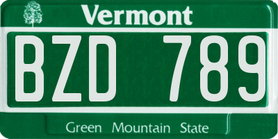 VT license plate BZD789