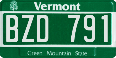 VT license plate BZD791