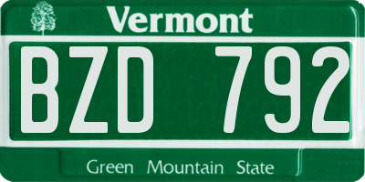 VT license plate BZD792