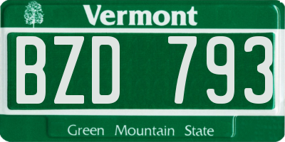 VT license plate BZD793