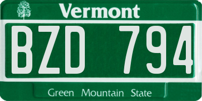 VT license plate BZD794