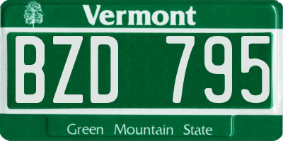VT license plate BZD795