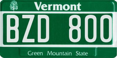 VT license plate BZD800