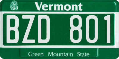 VT license plate BZD801