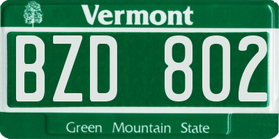 VT license plate BZD802