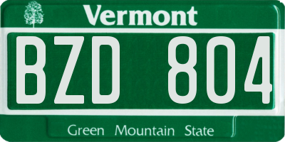VT license plate BZD804