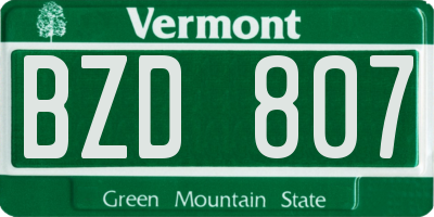 VT license plate BZD807