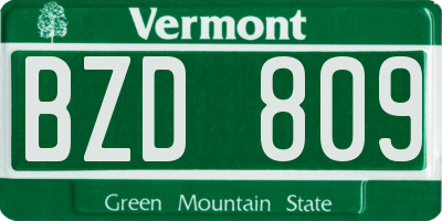 VT license plate BZD809
