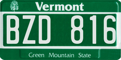 VT license plate BZD816
