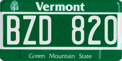 VT license plate BZD820