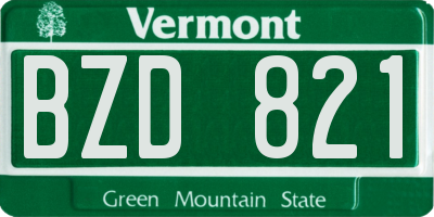 VT license plate BZD821