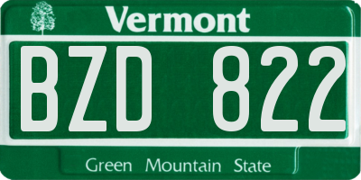 VT license plate BZD822