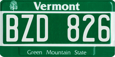 VT license plate BZD826