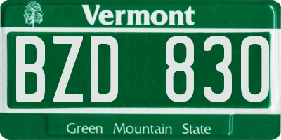 VT license plate BZD830