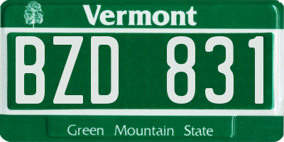 VT license plate BZD831