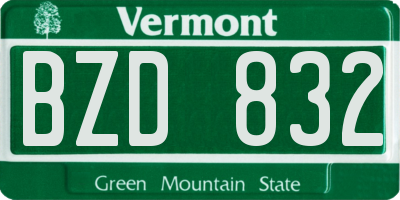 VT license plate BZD832
