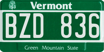 VT license plate BZD836