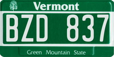 VT license plate BZD837