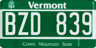 VT license plate BZD839