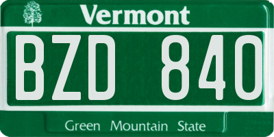 VT license plate BZD840