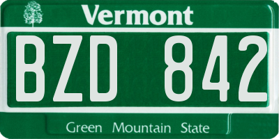 VT license plate BZD842