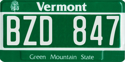 VT license plate BZD847