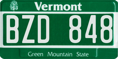 VT license plate BZD848