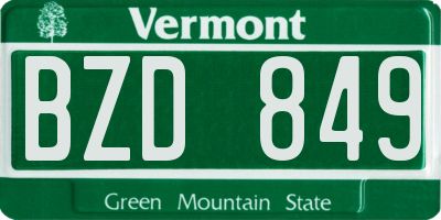 VT license plate BZD849