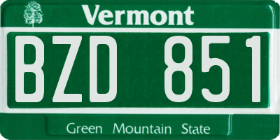 VT license plate BZD851
