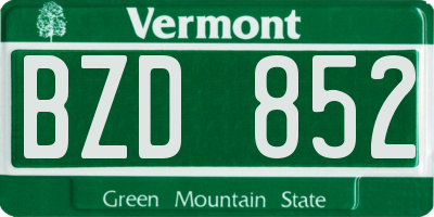 VT license plate BZD852
