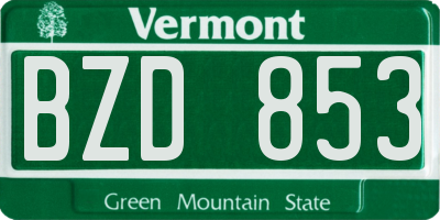 VT license plate BZD853