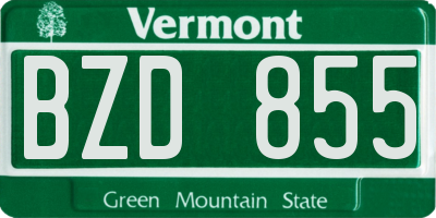 VT license plate BZD855