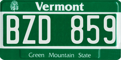 VT license plate BZD859