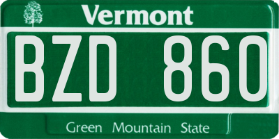 VT license plate BZD860