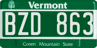 VT license plate BZD863